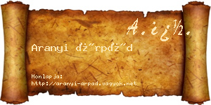 Aranyi Árpád névjegykártya