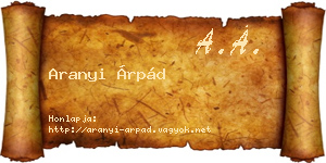 Aranyi Árpád névjegykártya