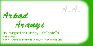 arpad aranyi business card